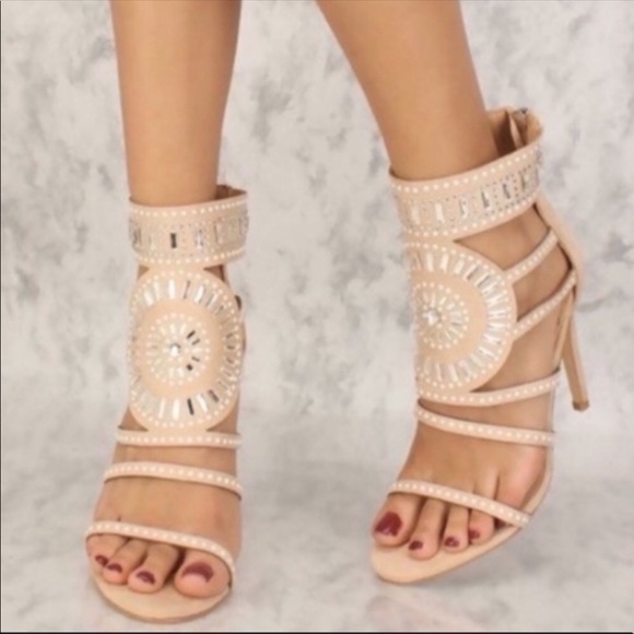 Stunning nude strappy embellished heel - Picture 2 of 5